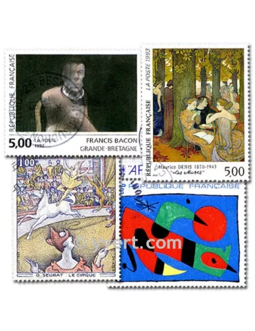 TABLEAUX : pochette de 100 timbres (Oblitérés)