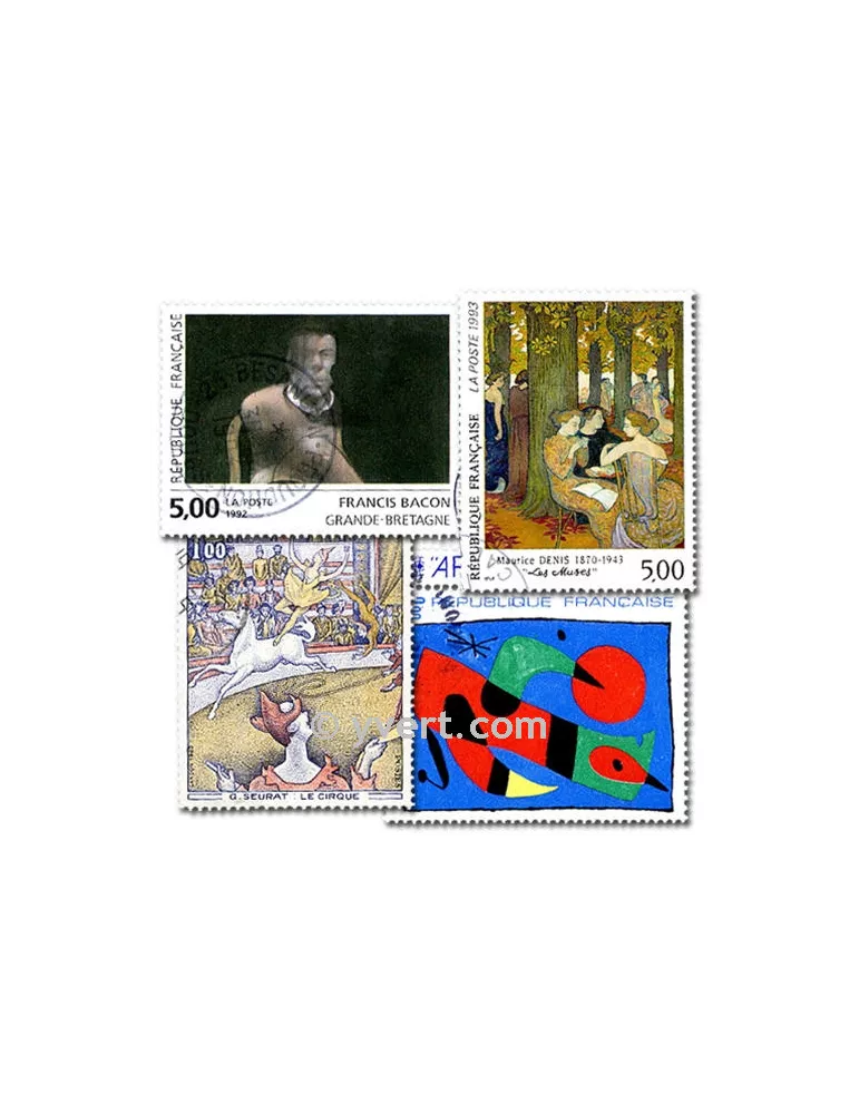 TABLEAUX : pochette de 100 timbres (Oblitérés)