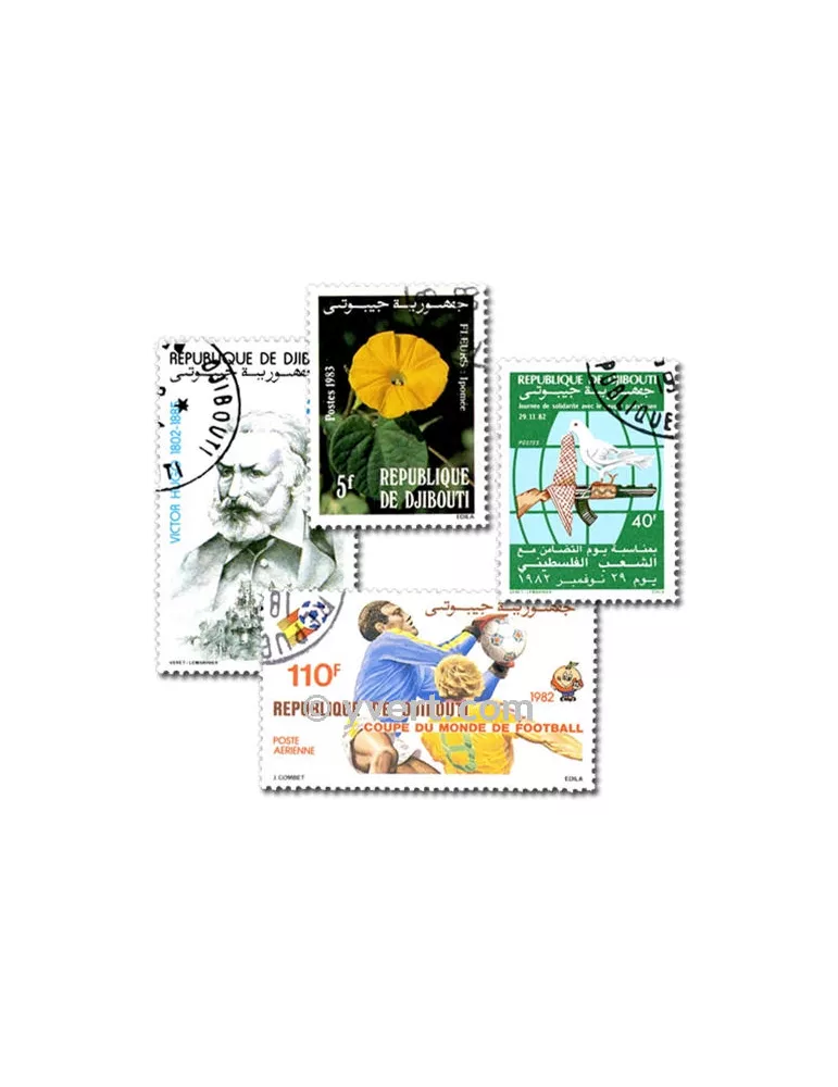 DJIBOUTI : pochette de 50 timbres (Oblitérés)