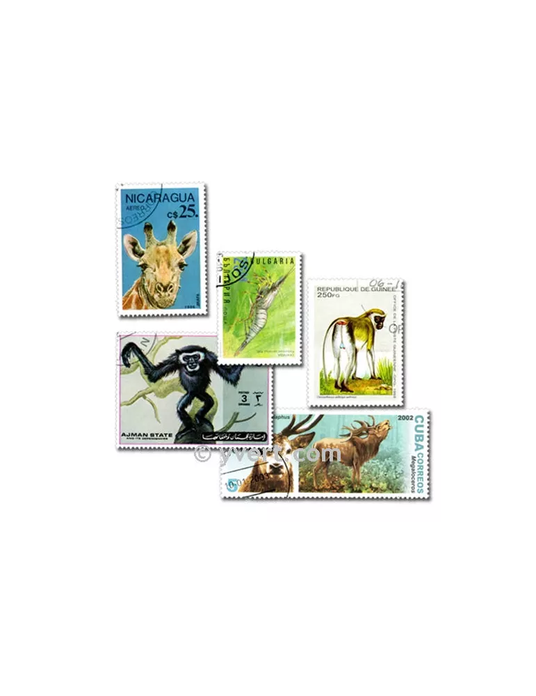 ANIMAUX : pochette de 200 timbres (Oblitérés)