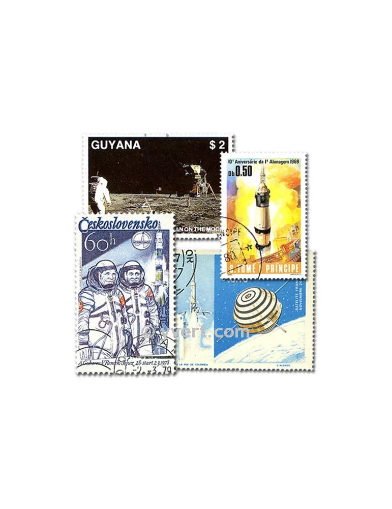 ASTRONAUTIQUE : pochette de 1000 timbres (Oblitérés)