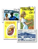 COMORES : pochette de 100 timbres (Oblitérés)