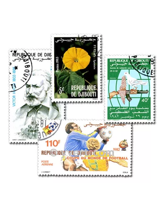 DJIBOUTI : pochette de 100 timbres (Oblitérés)