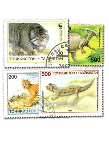 TADJIKISTAN : pochette de 25 timbres (Oblitérés)