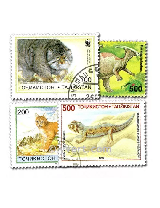 TADJIKISTAN : pochette de 25 timbres (Oblitérés)