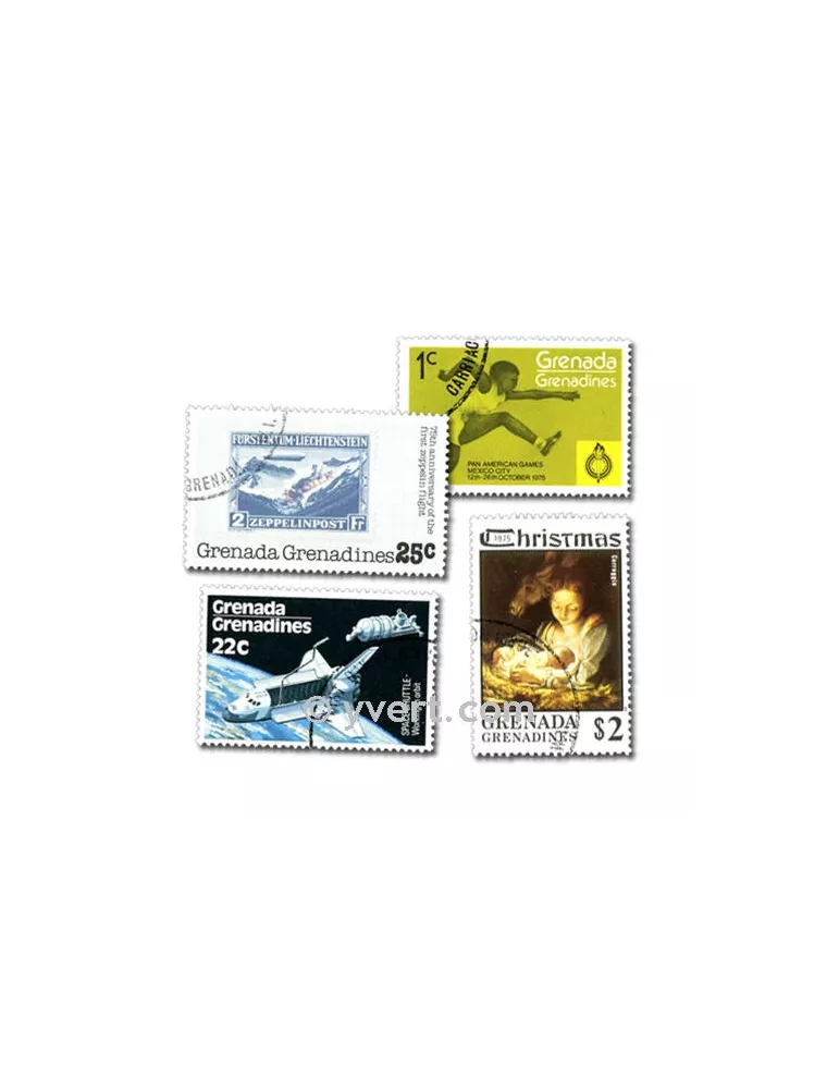 GRENADINES : pochette de 100 timbres (Oblitérés)