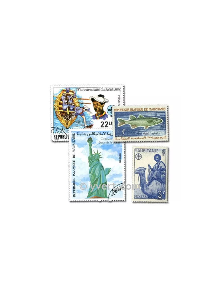 MAURITANIE : pochette de 50 timbres (Oblitérés)