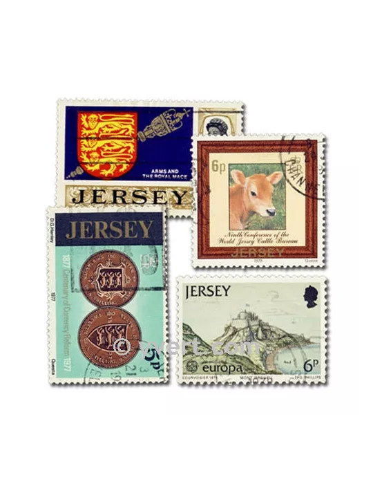 JERSEY : pochette de 25 timbres (Oblitérés)