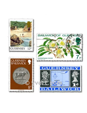 GUERNESEY : pochette de 50 timbres (Oblitérés)