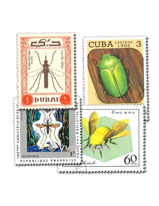 INSECTES : pochette de 300 timbres (Oblitérés)