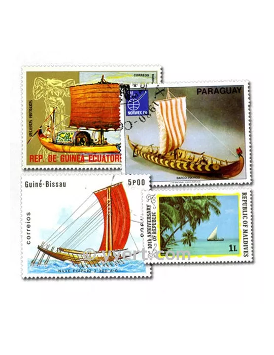 VOILIERS : pochette de 200 timbres (Oblitérés)