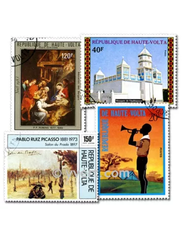 HAUTE VOLTA : pochette de 200 timbres (Oblitérés)