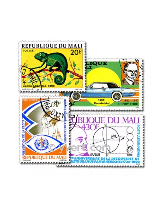MALI : pochette de 200 timbres (Oblitérés)