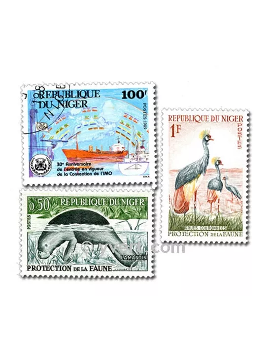 NIGER : pochette de 50 timbres (Oblitérés)