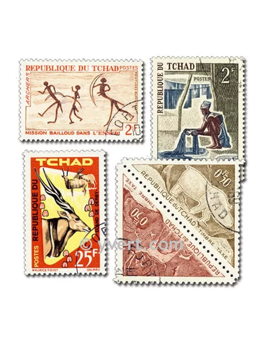 TCHAD : Pochette de 100 timbres (Oblitérés)