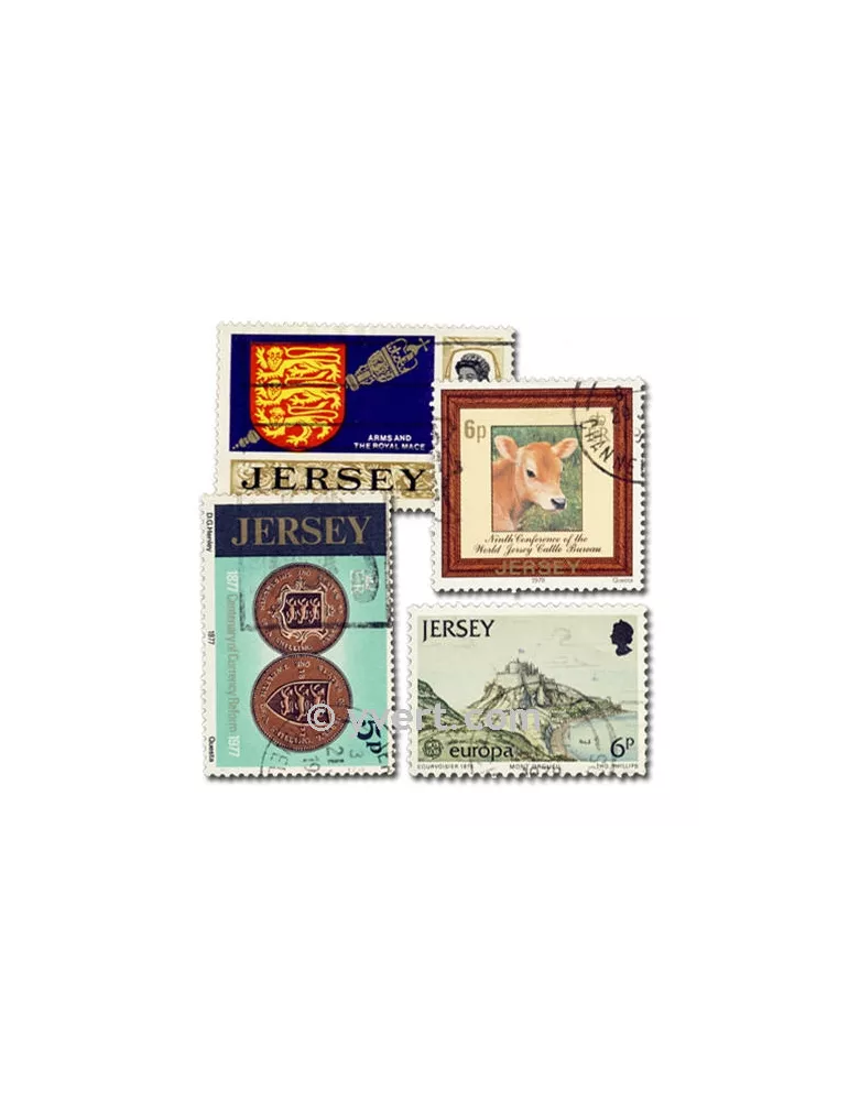 JERSEY : pochette de 50 timbres (Oblitérés)