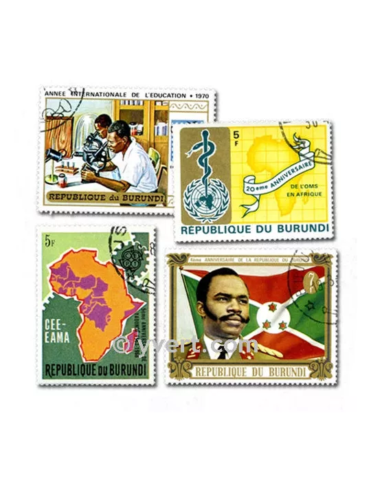 BURUNDI : pochette de 100 timbres (Oblitérés)