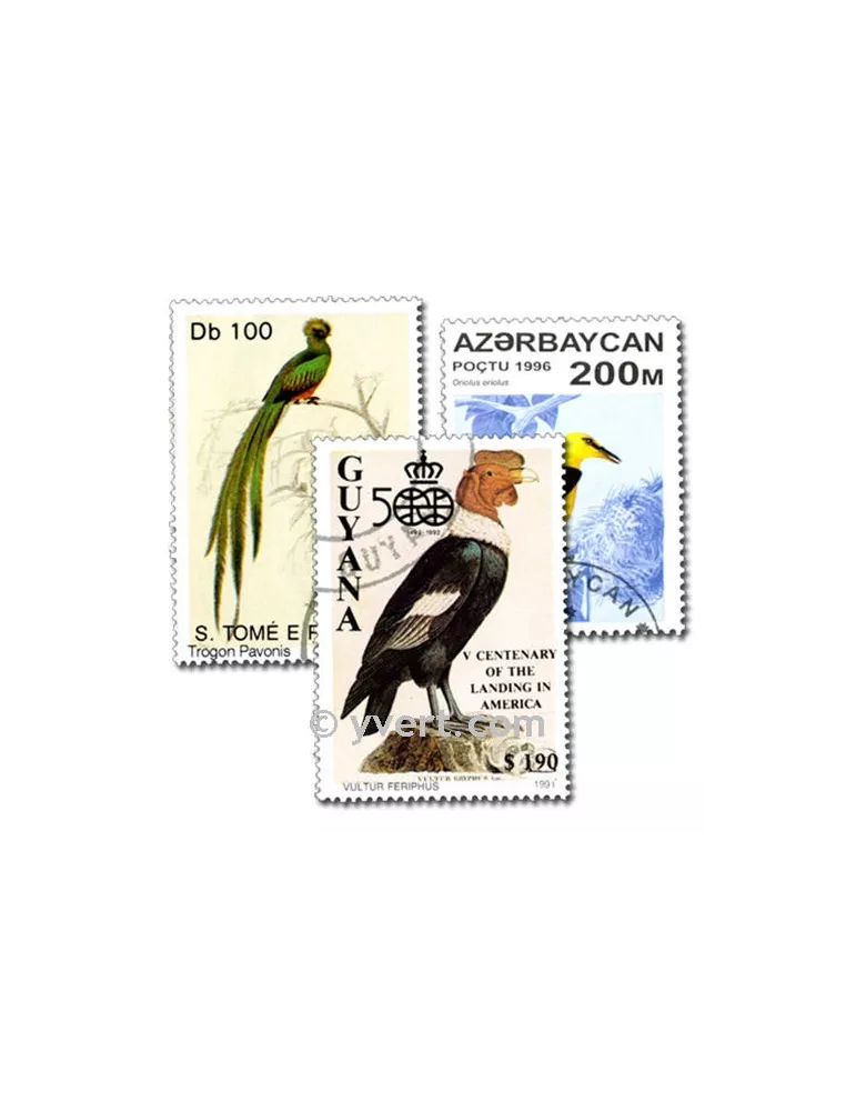 OISEAUX : pochette de 300 timbres (Oblitérés)