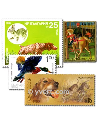 CHASSE : pochette de 25 timbres (Oblitérés)
