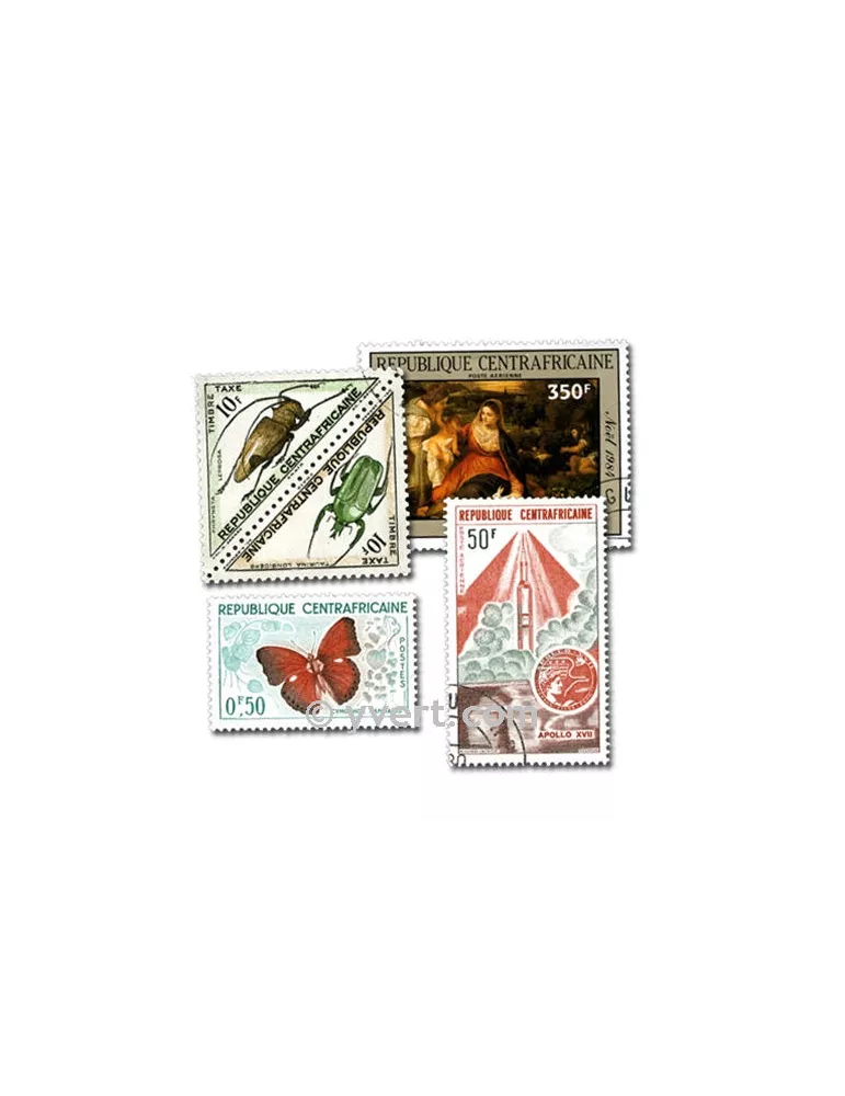 CENTRAFRIQUE : pochette de 200 timbres (Oblitérés)