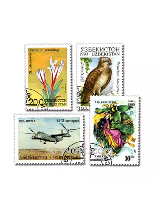 OUZBEKISTAN : pochette de 50 timbres (Oblitérés)