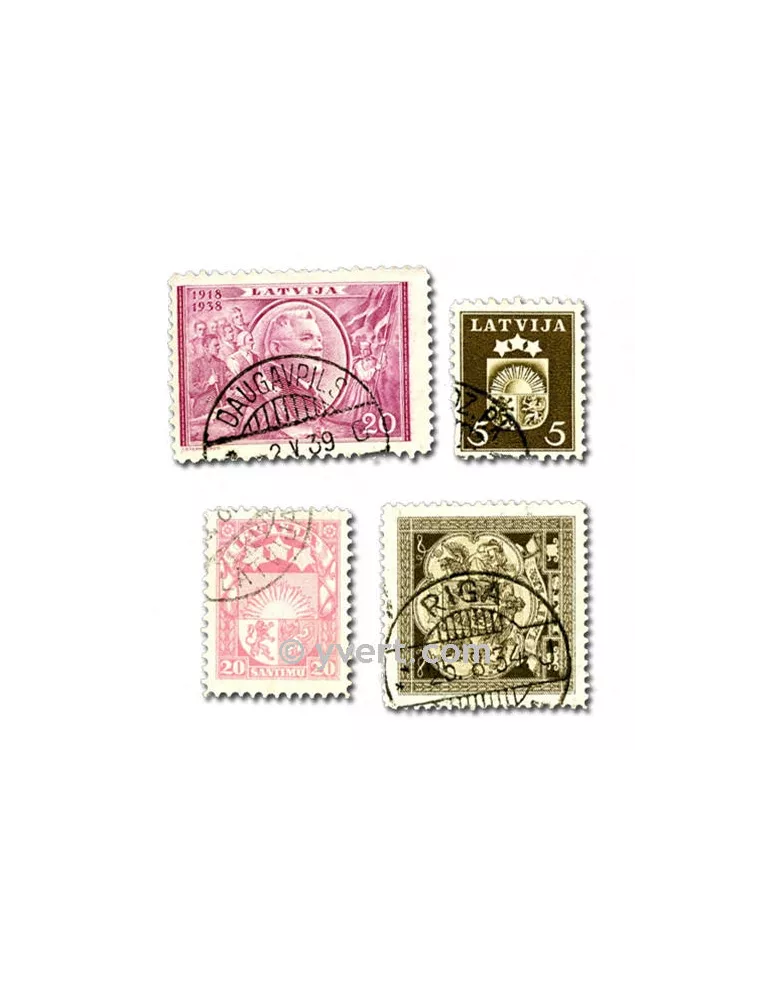 LETTONIE : pochette de 25 timbres (Oblitérés)