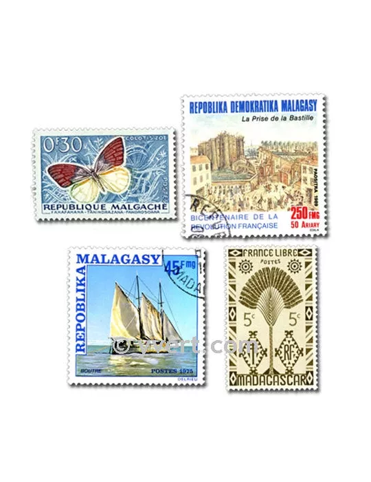 MADAGASCAR : pochette de 200 timbres (Oblitérés)