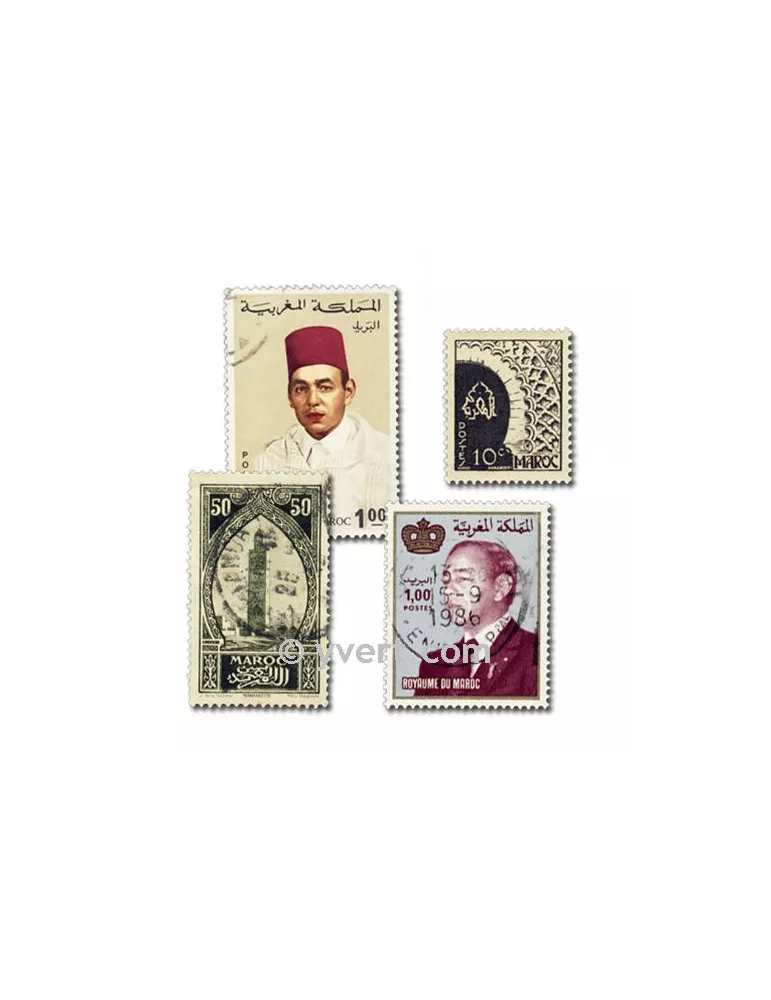 MAROC FRANCAIS : pochette de 100 timbres (Oblitérés)