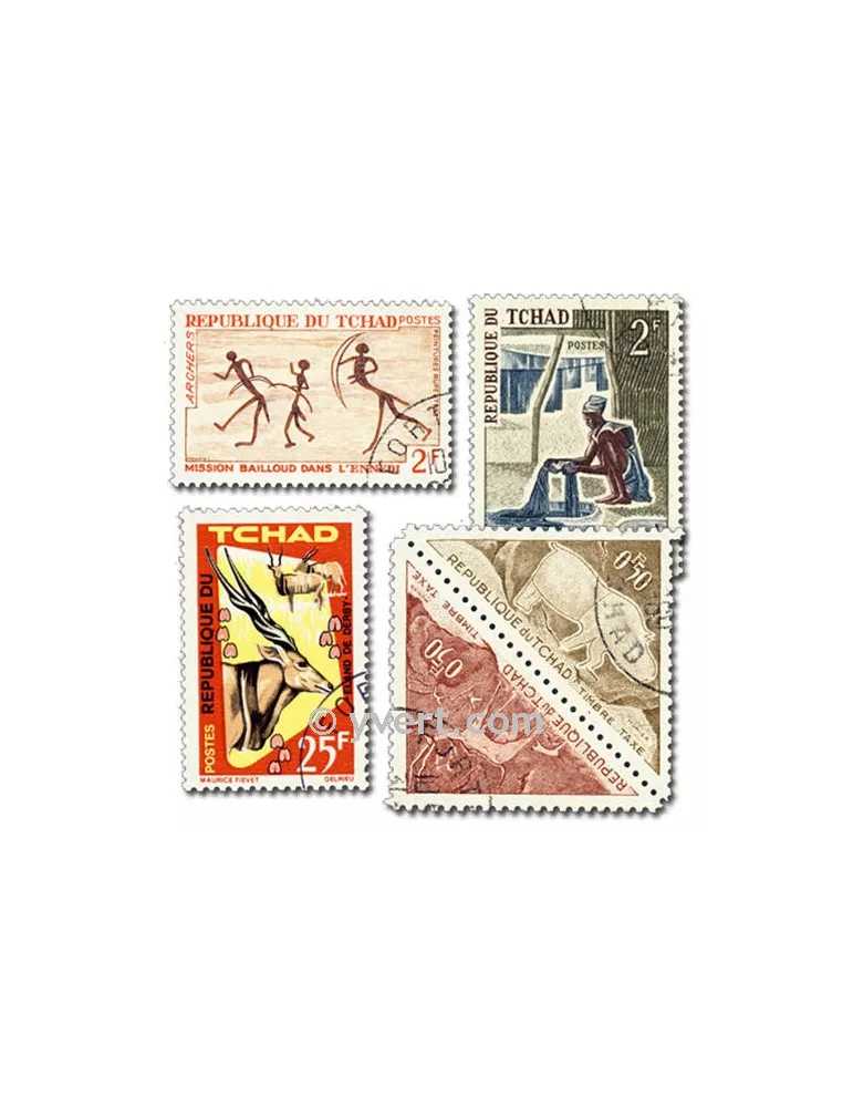 TCHAD : Pochette de 300 timbres (Oblitérés)