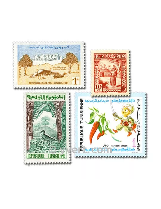 TUNISIE : pochette de 300 timbres (Oblitérés)