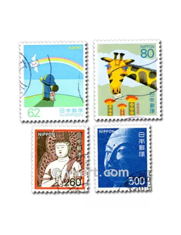 JAPON : pochette de 100 timbres (Oblitérés)