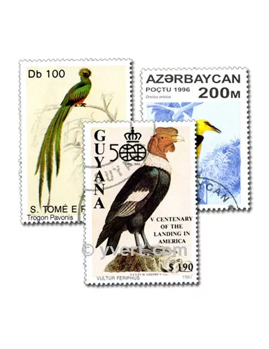 OISEAUX : pochette de 100 timbres (Oblitérés)