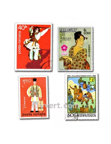 COSTUMES : pochette de 200 timbres (Oblitérés)