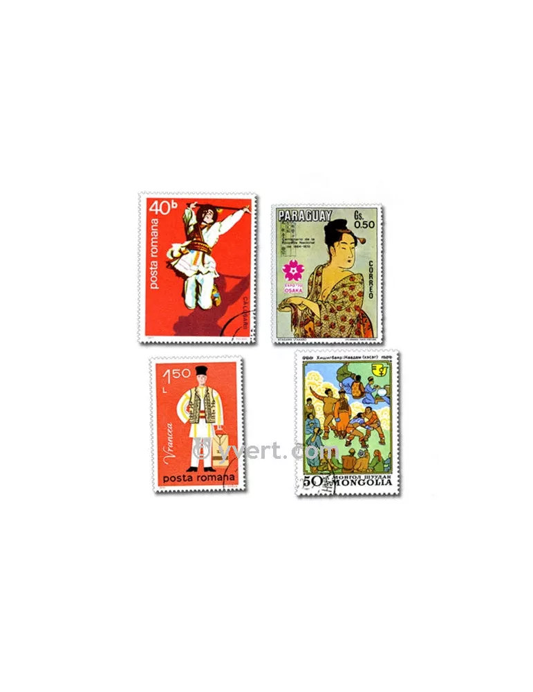 COSTUMES : pochette de 200 timbres (Oblitérés)