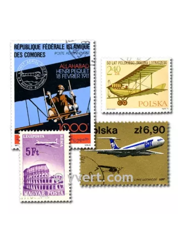 AVIONS : pochette de 300 timbres (Oblitérés)