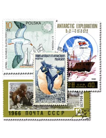 ANTARCTIQUE : pochette de 25 timbres (Oblitérés)