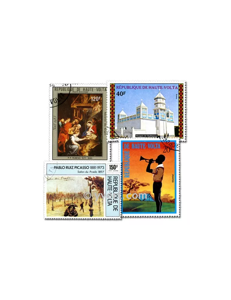 HAUTE VOLTA : pochette de 100 timbres (Oblitérés)