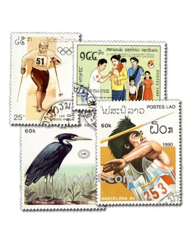 LAOS : pochette de 200 timbres (Oblitérés)