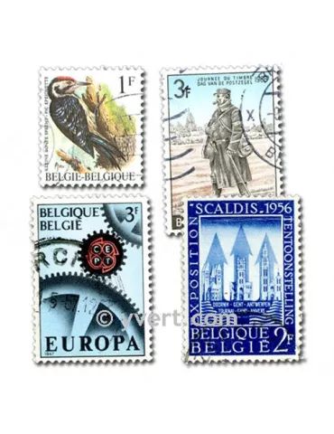 BELGIQUE : pochette de 100 timbres (Oblitérés)