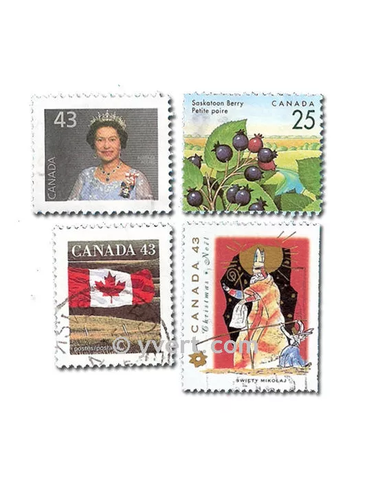 CANADA : pochette de 200 timbres (Oblitérés)