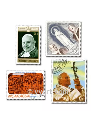PAPES : pochette de 25 timbres (Oblitérés)