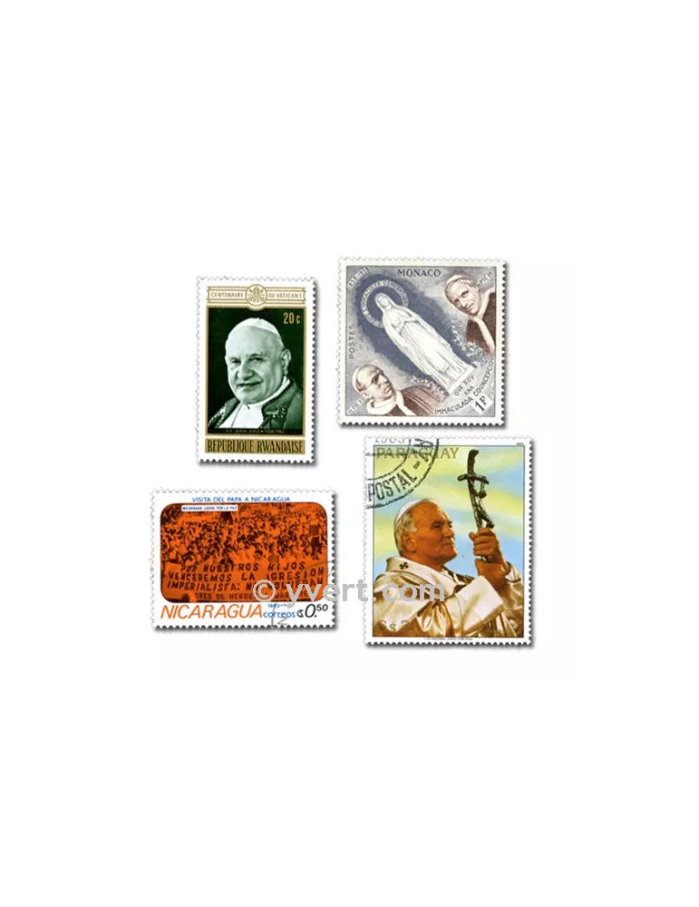 PAPES : pochette de 25 timbres (Oblitérés)