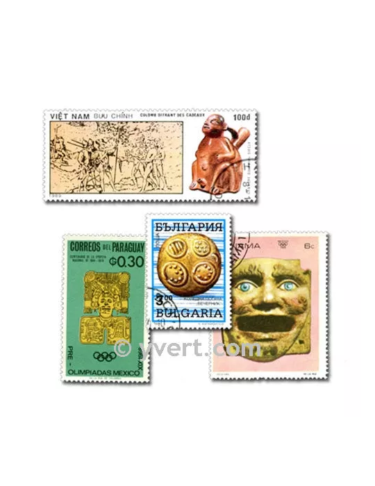 SCULPTURES : pochette de 100 timbres (Oblitérés)