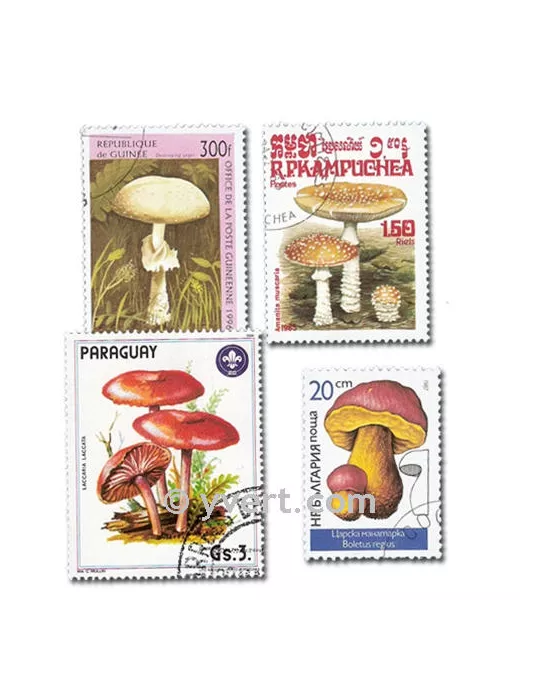 CHAMPIGNONS : pochette de 200 timbres (Oblitérés)