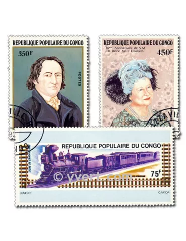 CONGO FRANCAIS : pochette de 100 timbres (Oblitérés)