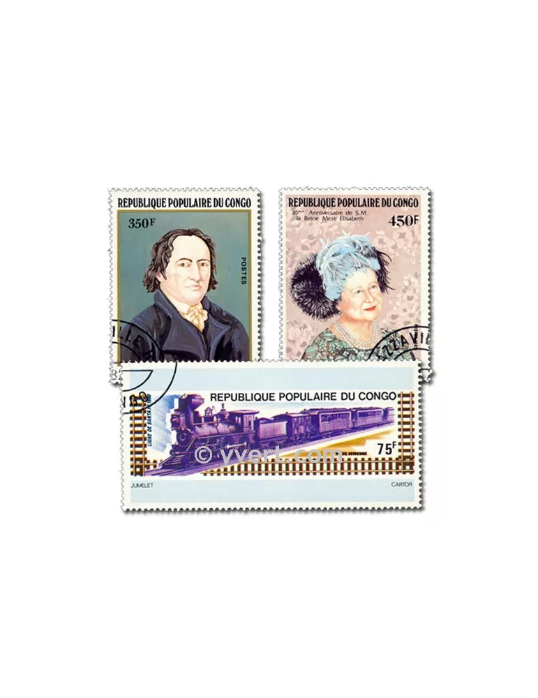 CONGO FRANCAIS : pochette de 100 timbres (Oblitérés)