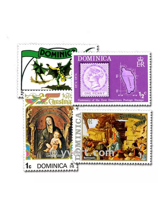 DOMINIQUE : pochette de 100 timbres (Oblitérés)