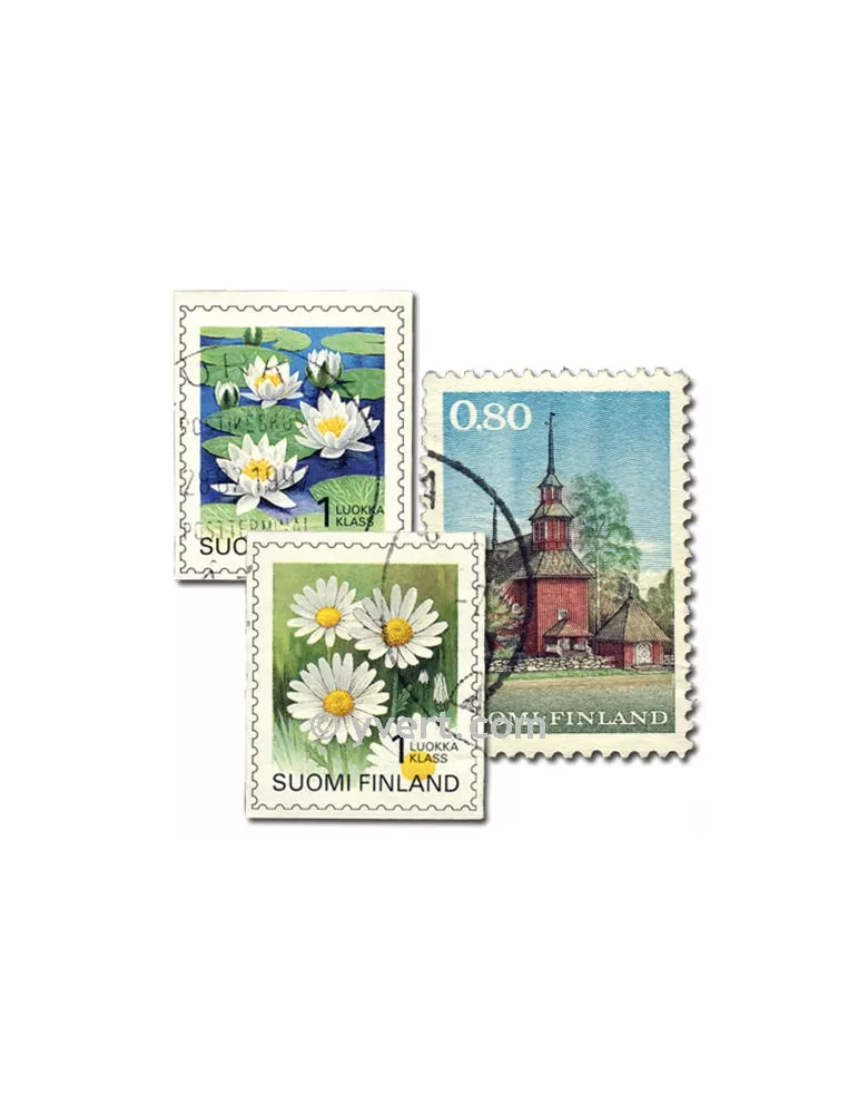 FINLANDE : pochette de 100 timbres (Oblitérés)