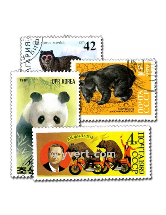 OURS : pochette de 50 timbres (Oblitérés)