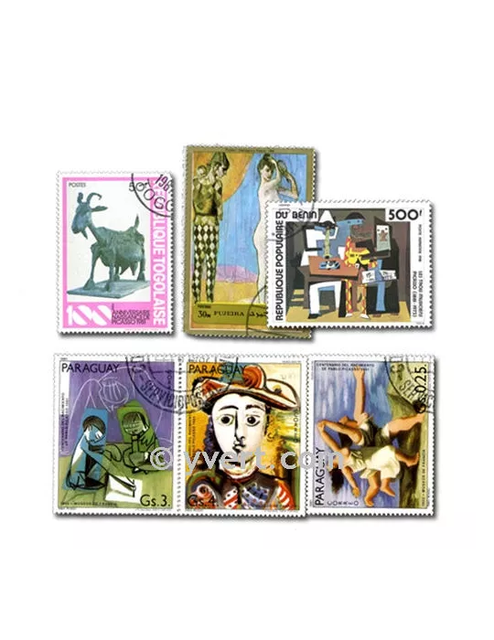 PICASSO : pochette de 50 timbres (Oblitérés)